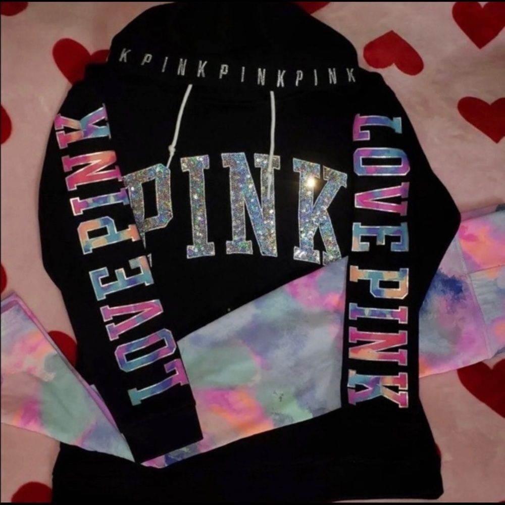 Victoria’s Secret Pink Bling watercolor Hoodie / Ultimate Watercolor leggings S